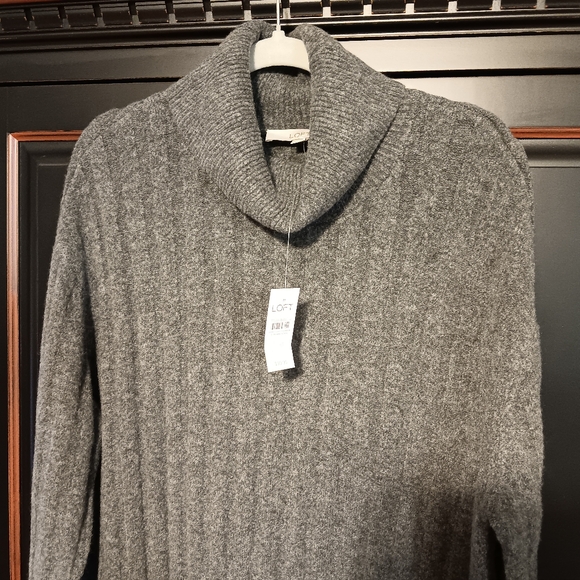 Loft Ribbed Turtleneck Midi Sweater Dress - Picture 3 of 8